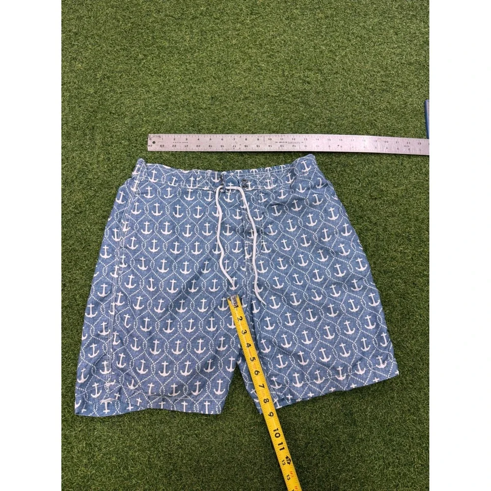 Trunks Surf & Swim Co Mens Blue White Anchor Print Swim Trunks Board‎ Shorts M